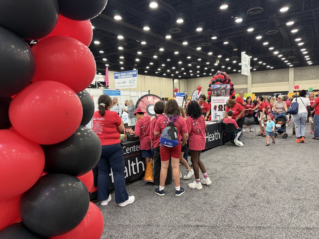 Students visit booths at the Kentucky State Fair.