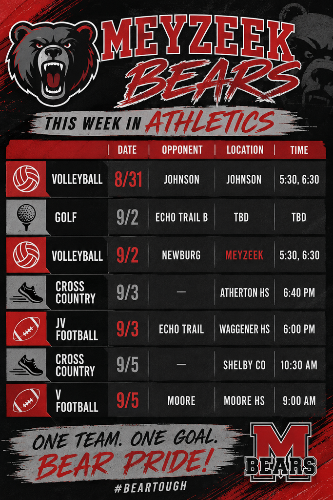 Weekly Athletic Schedule