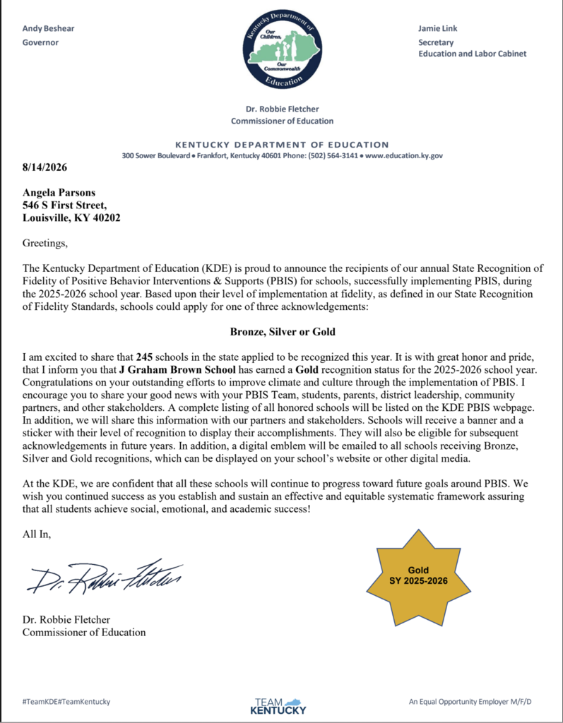 Letter from the Commissioner of Education