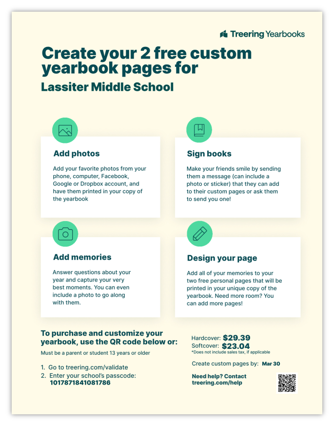 Create your 2 free custom yearbook pages