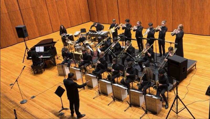 YPAS jazz ensemble performs onstage.