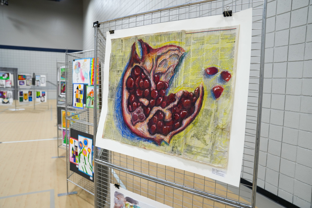 Drawing of a pomegranate made by a JEFCOED student on display at the Gardendale Civic Center.  