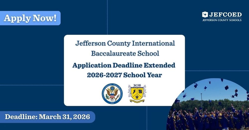 Image is a graphic announcing the application deadline for JCIB's 2026-2027 academic year has been extended until March 31, 2026.