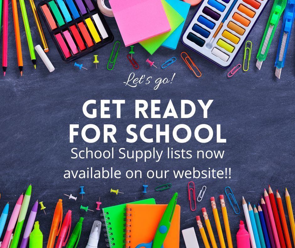 school supply lists available on our website graphic