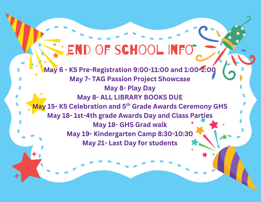 celebratory end of the year graphic all info is listed in the message