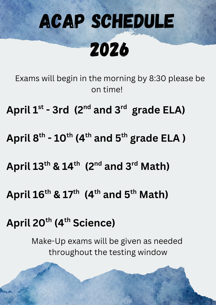 Graphic with Acap schedule- listed in body 