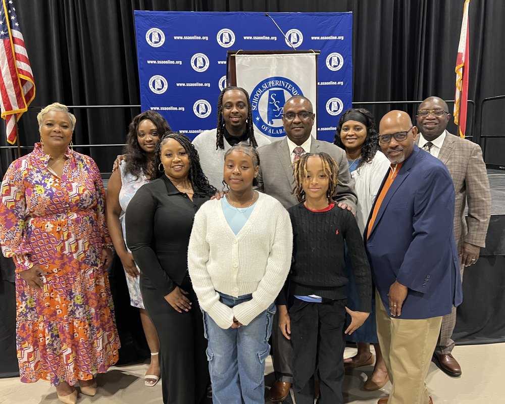 Jefferson County Schools Superintendent Dr. Walter Gonsoulin pictured with his family at the School Superintendents of Alabama Luncheon