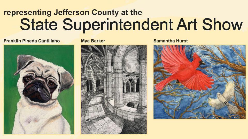 painting of pug dog, pencil sktech of architecture, and painting of two birds in flight