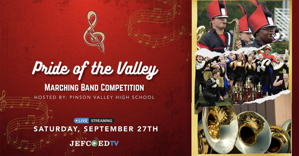 Pride of the Valley Marching Band Competition, Live Streaming, Saturday, September 27th, on  JEFCOED TV
