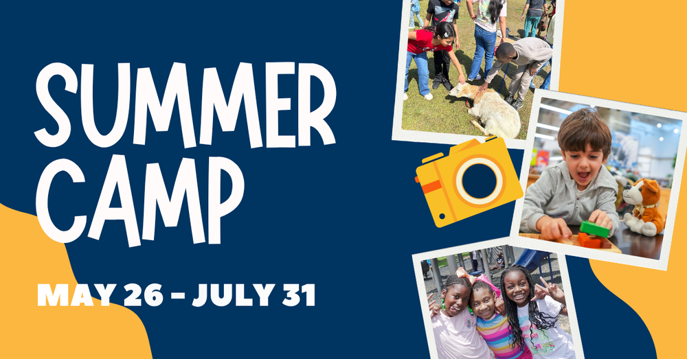 Summer Camp - May 26 - July 31, 2026 with pictures of kids at camp