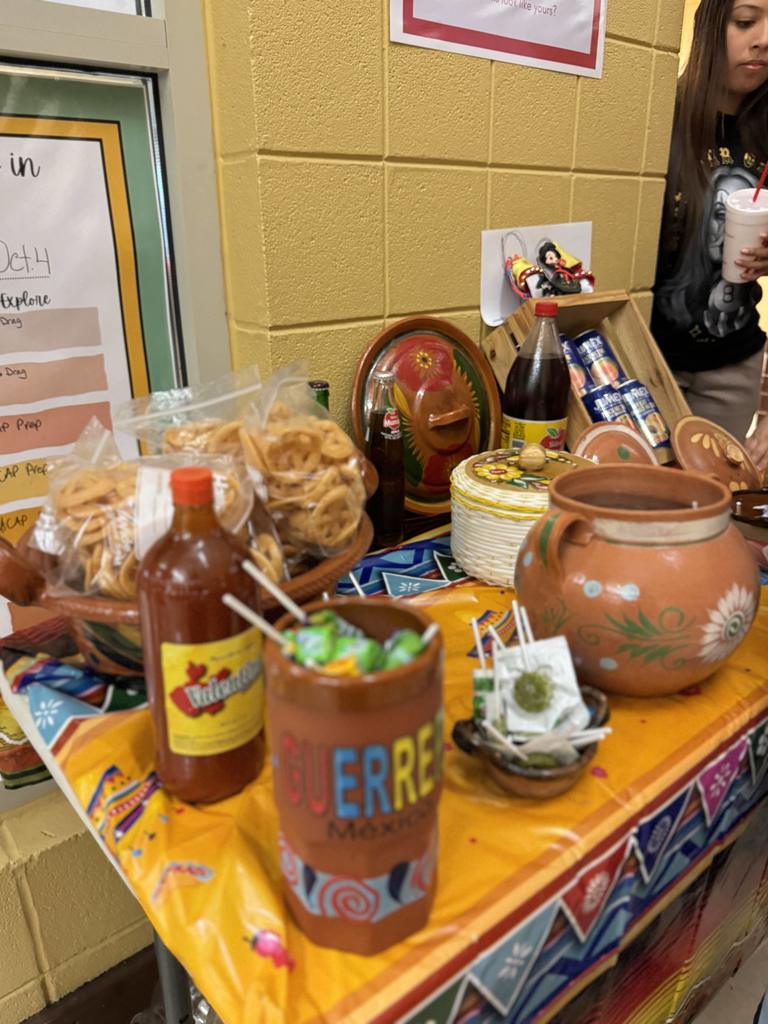 Table decorated with treats and art