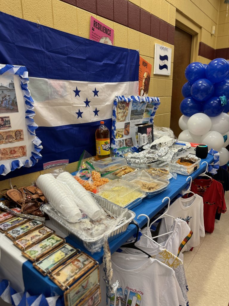Table decorated with treats and art from Honduras