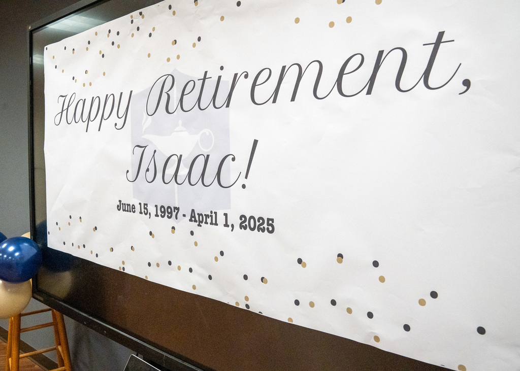 Happy Retirement banner for Isaac Pettway. June 15, 1997 - April 1, 2025