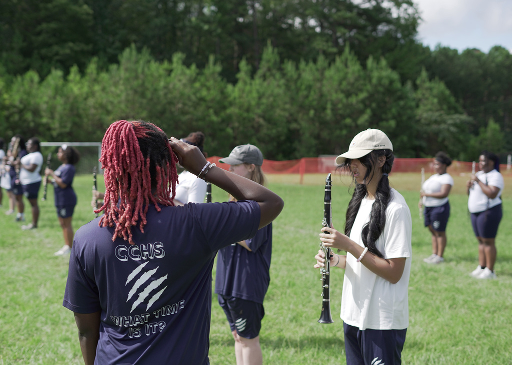 Clay-Chalkville students practicing during band camp.