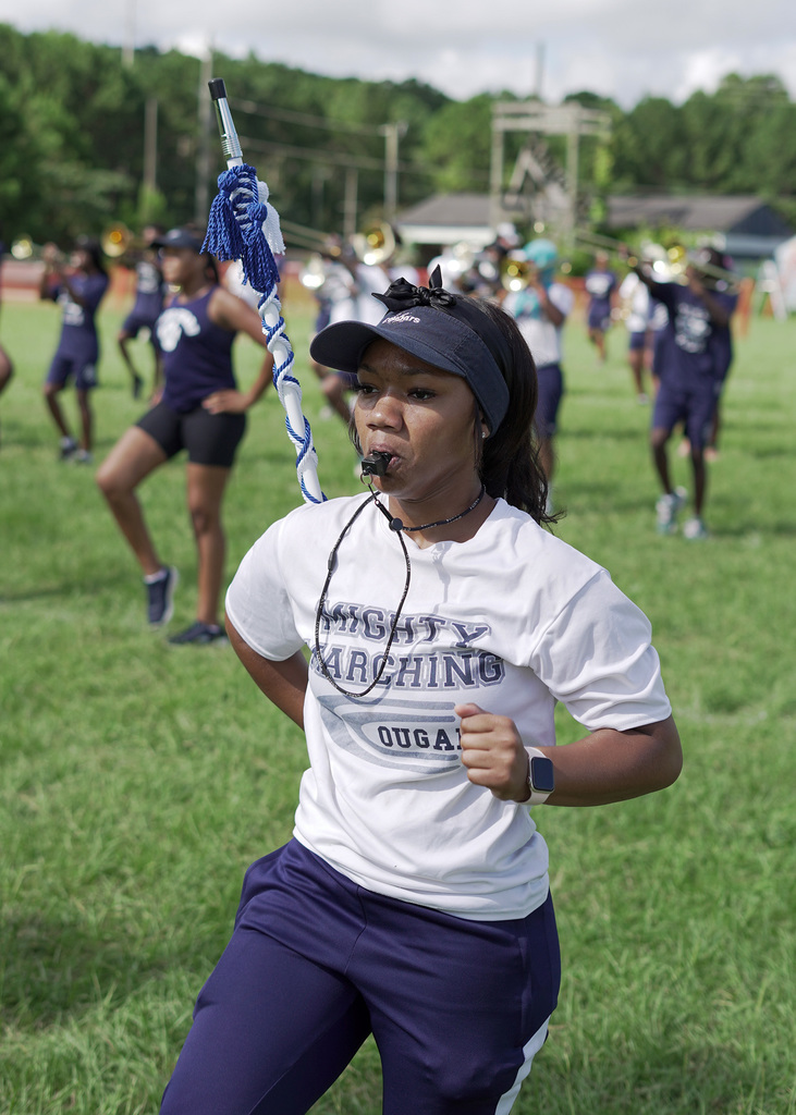 Drum Major for the Clay-Chalkville High School Marching Band on the field