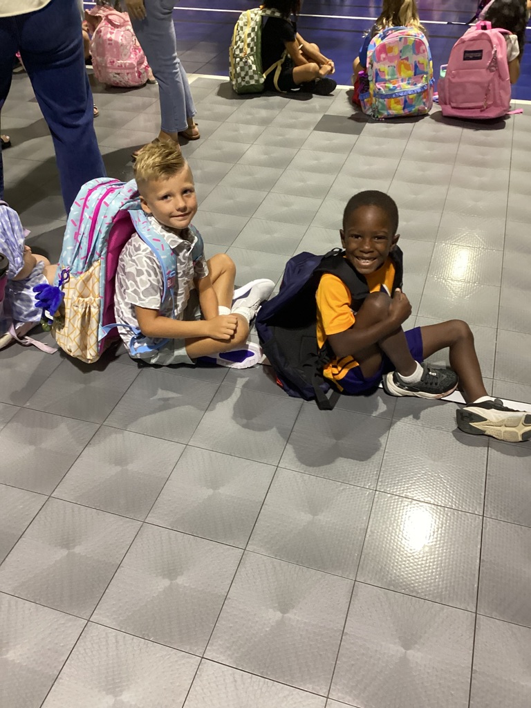 Kindergarten students on first day of school