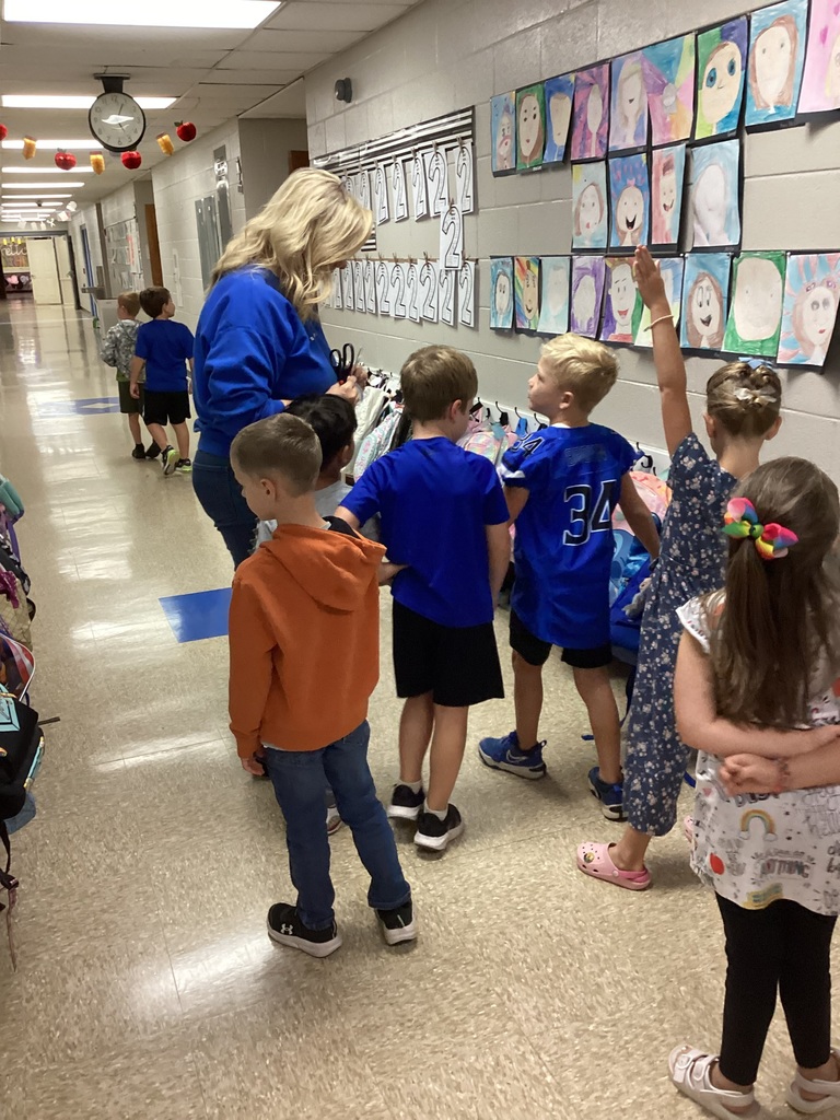 Students on a shapes scavenger hunt