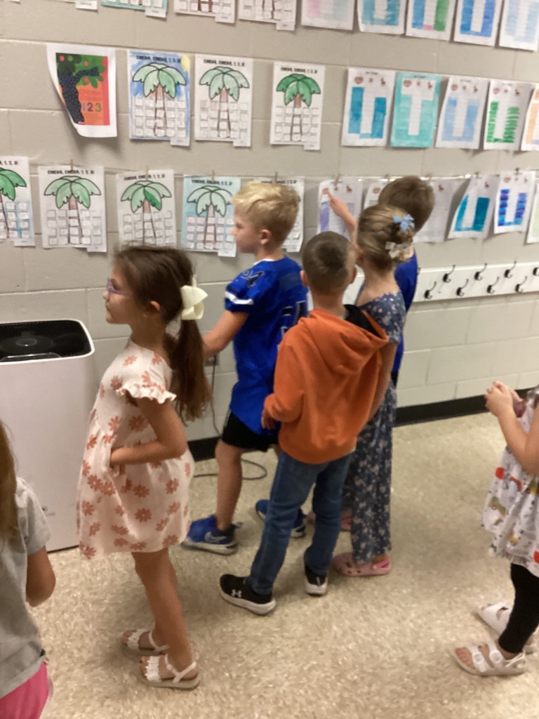 Students on a shapes scavenger hunt