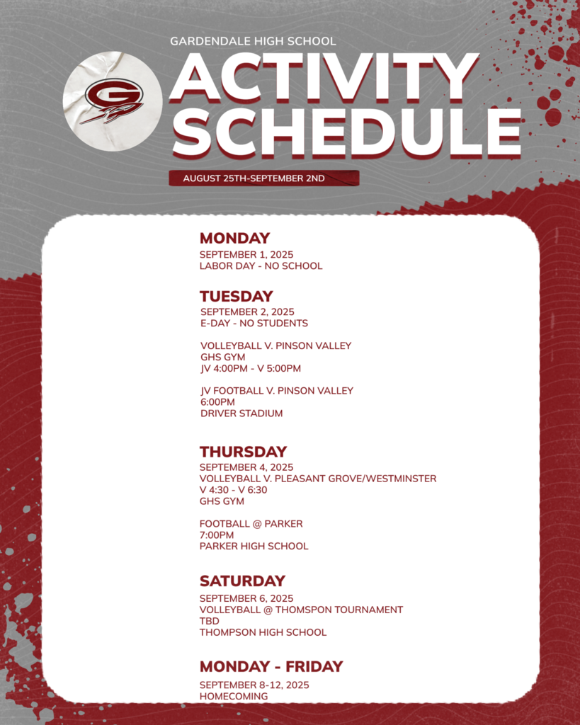 Gardendale High School Activity Schedule