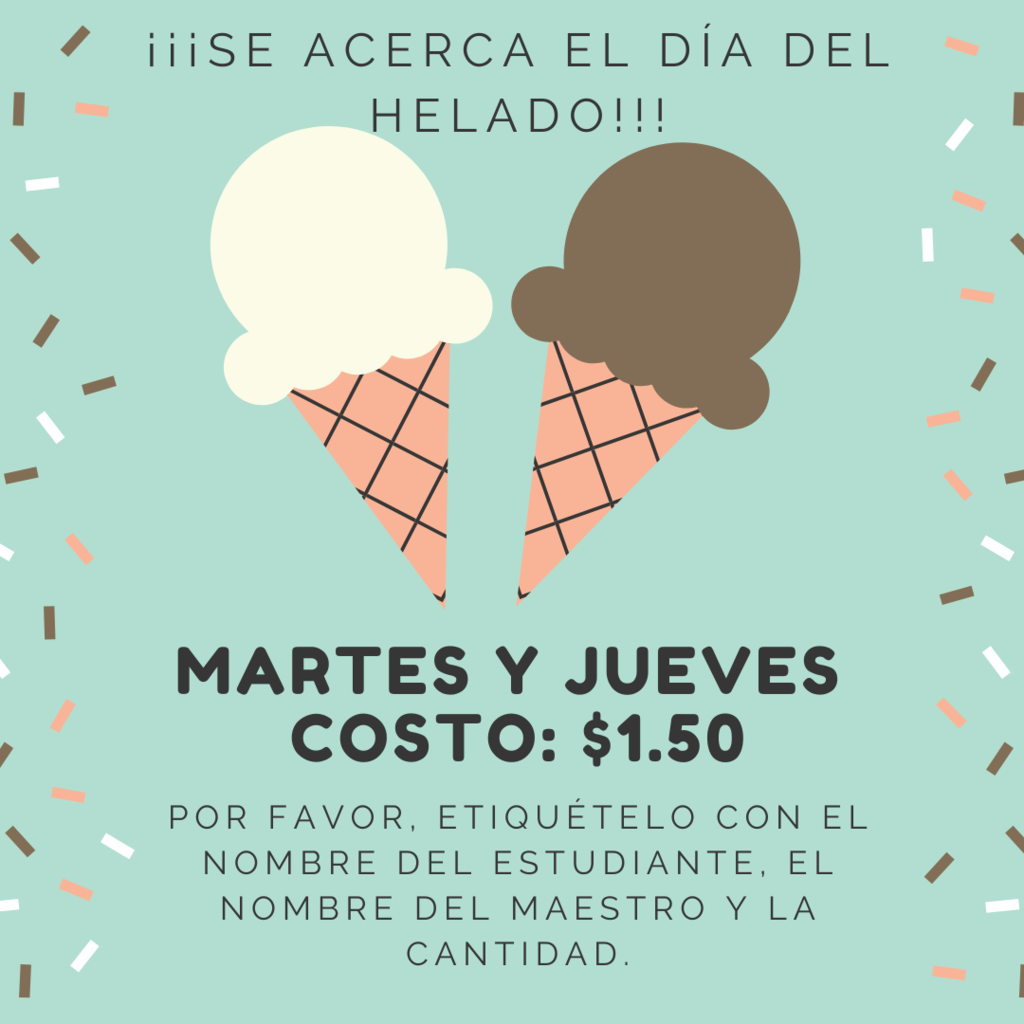 Spanish Flyer with ice cream information.