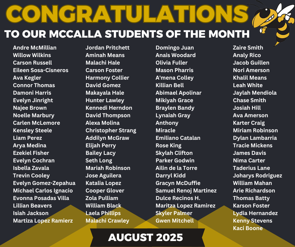 August Students of the Month