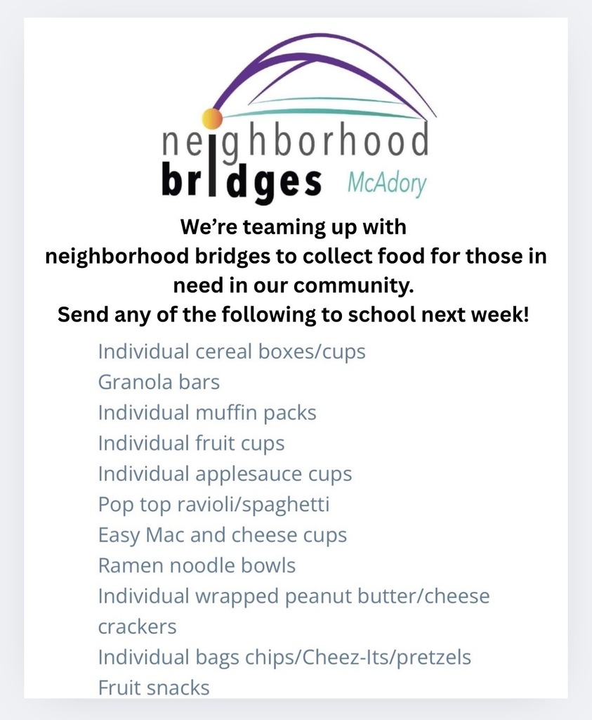 Neighborhood Bridges Food Drive Items