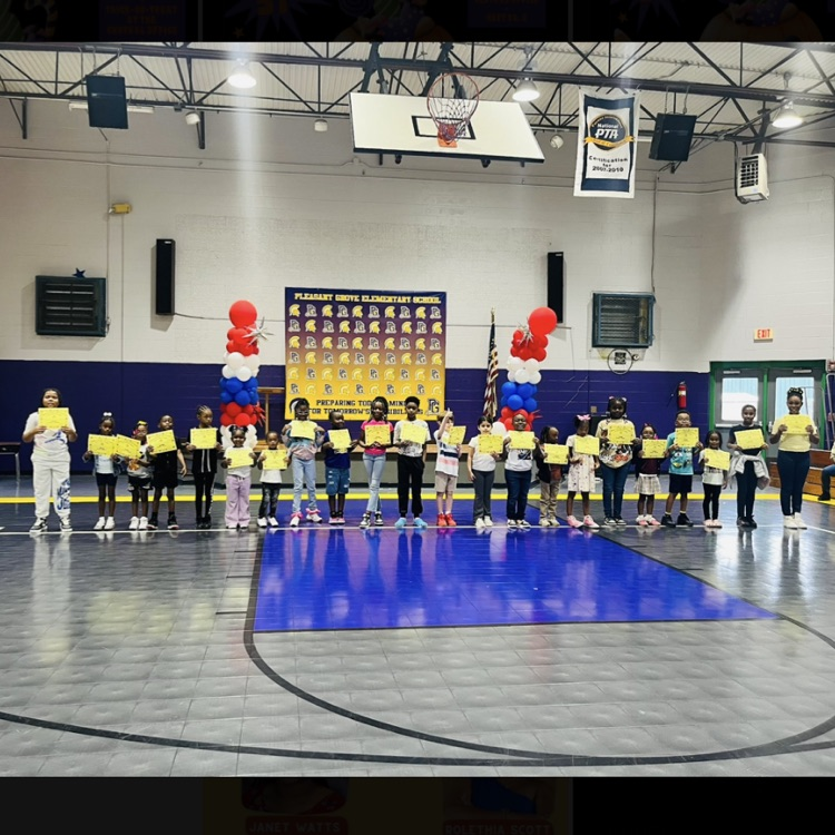 A picture of the students holding certificates for being a Good Citizen in September..