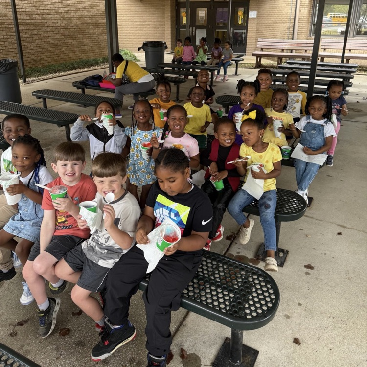 Students are eating a snow cone.