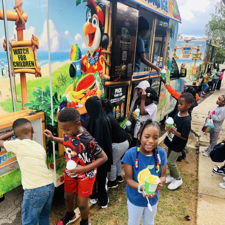 Students are getting a snow cone.