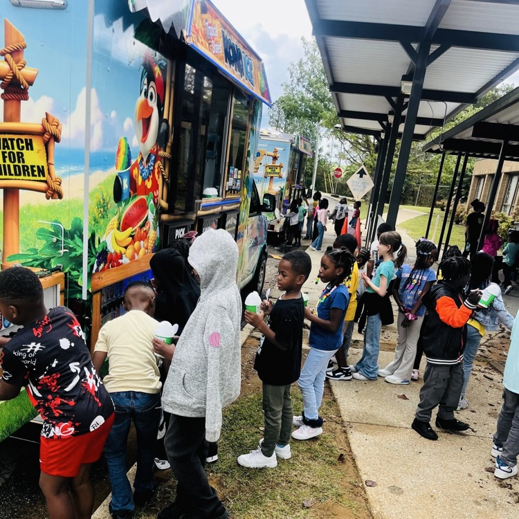 Students are getting a snow cone.