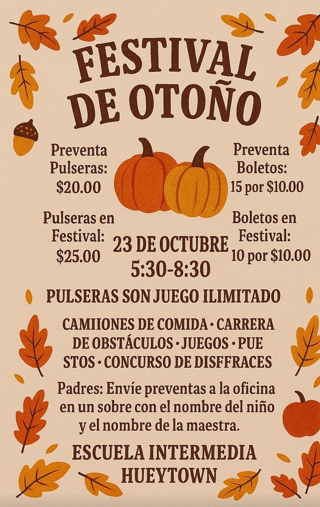Festival de Otoño HIS 23 de octubre 5:30-8:30