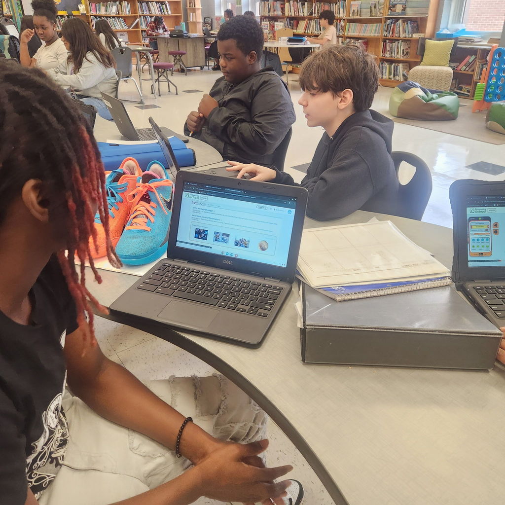 Students conducting research.