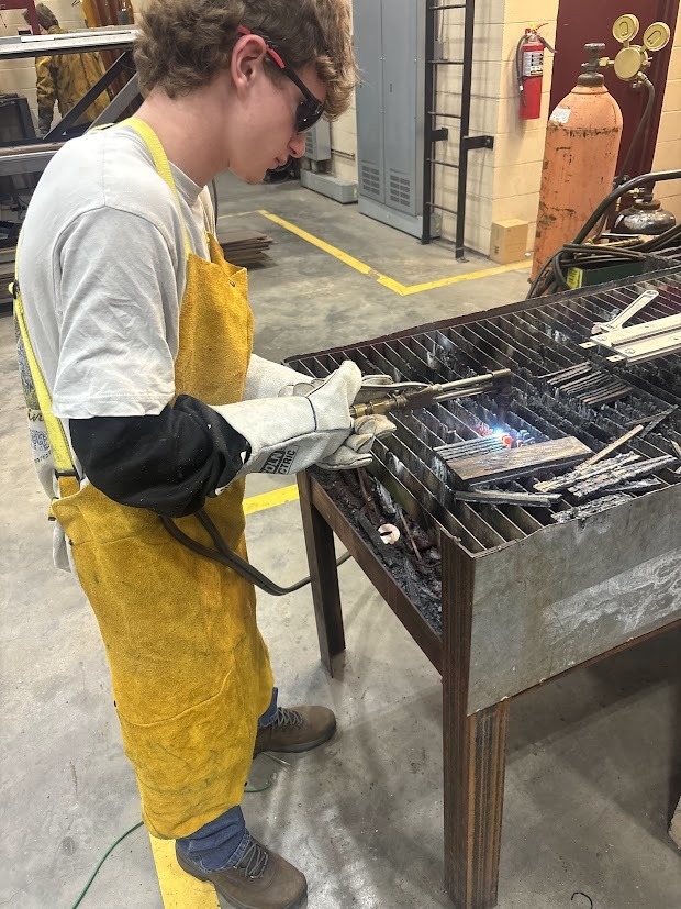 Hayden Nix and Kaden Huey in Mr. Bearden's Architecture and Construction class. 