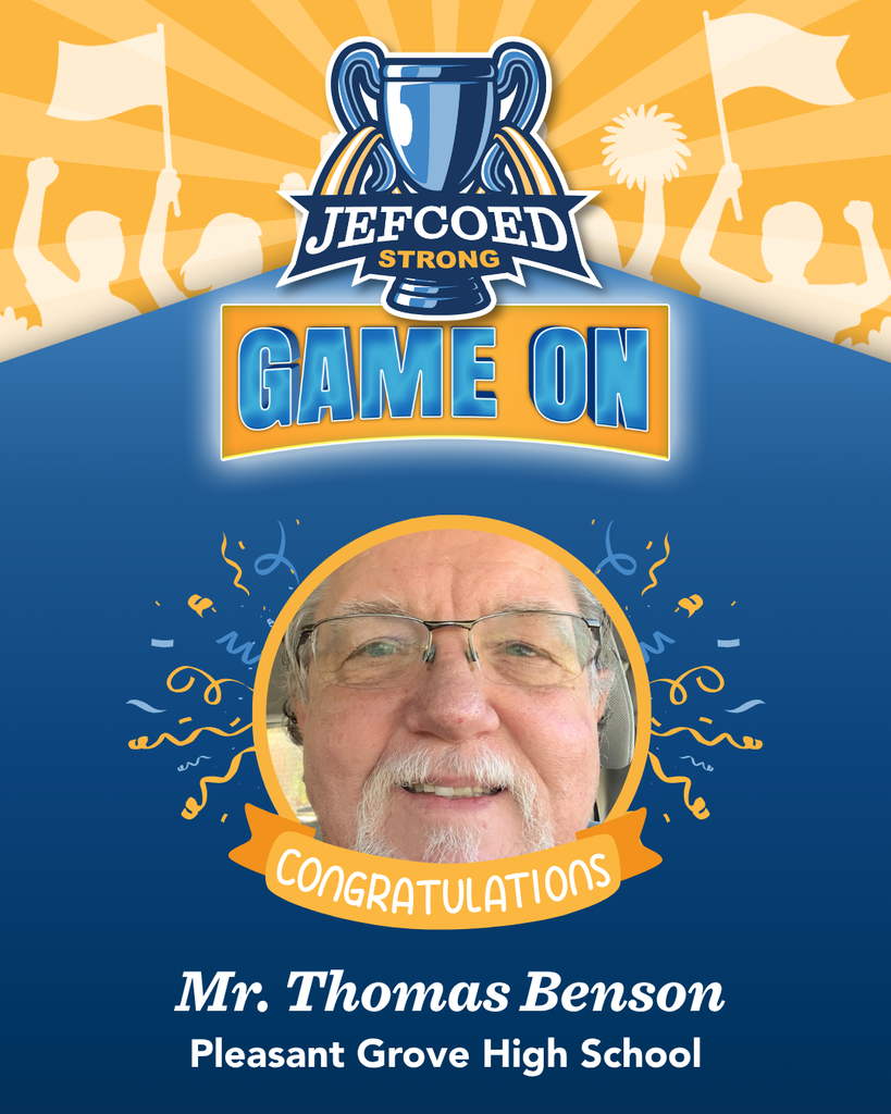 Congratulations to Mr. Thomas Benson- PGHS's Jefcoed Strong Award!