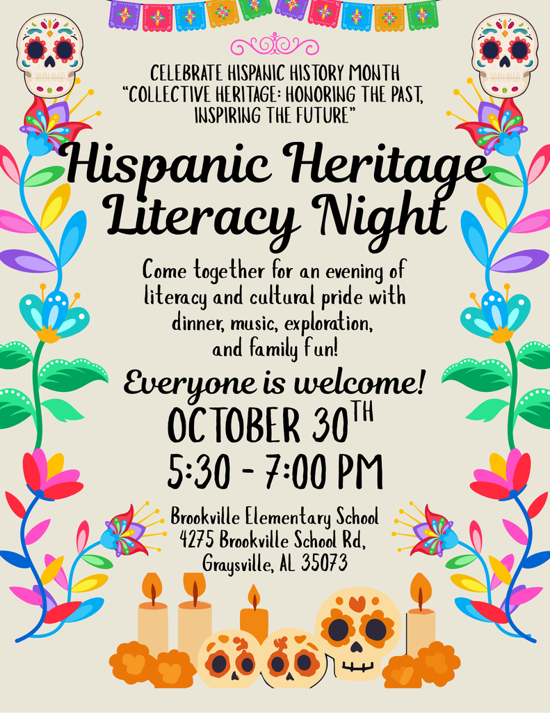 Hispanic Heritage Literacy Night on October 30th, 5:30-7:00 PM