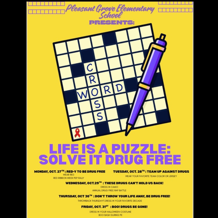 A flyer for the dress up days on Red Ribbon Week.