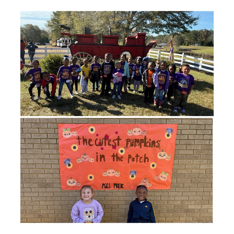 A picture of the Pre-K students at the Pumpkin Patch.