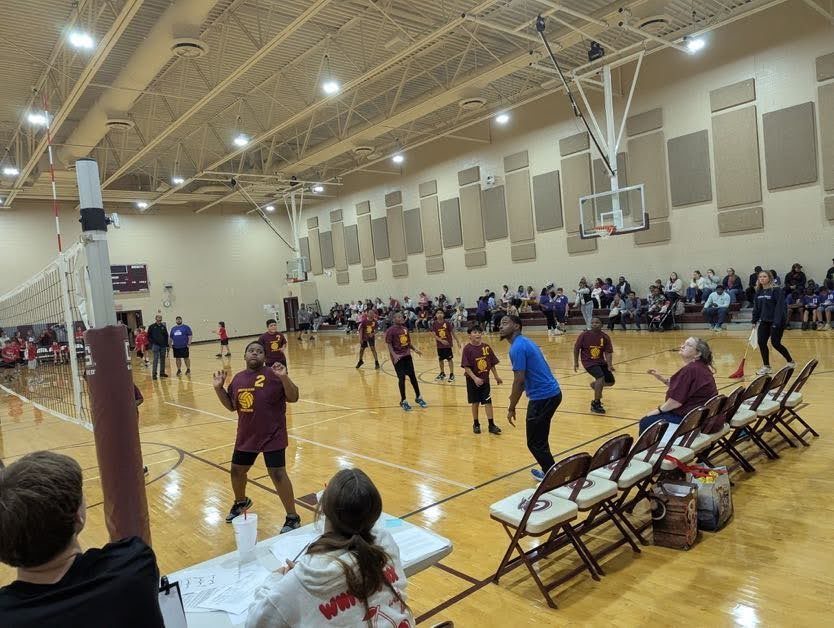 students playing newcomb