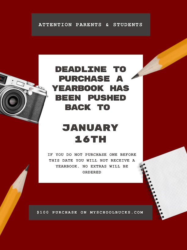GHS yearbook deadline extended to January 16, 2026!