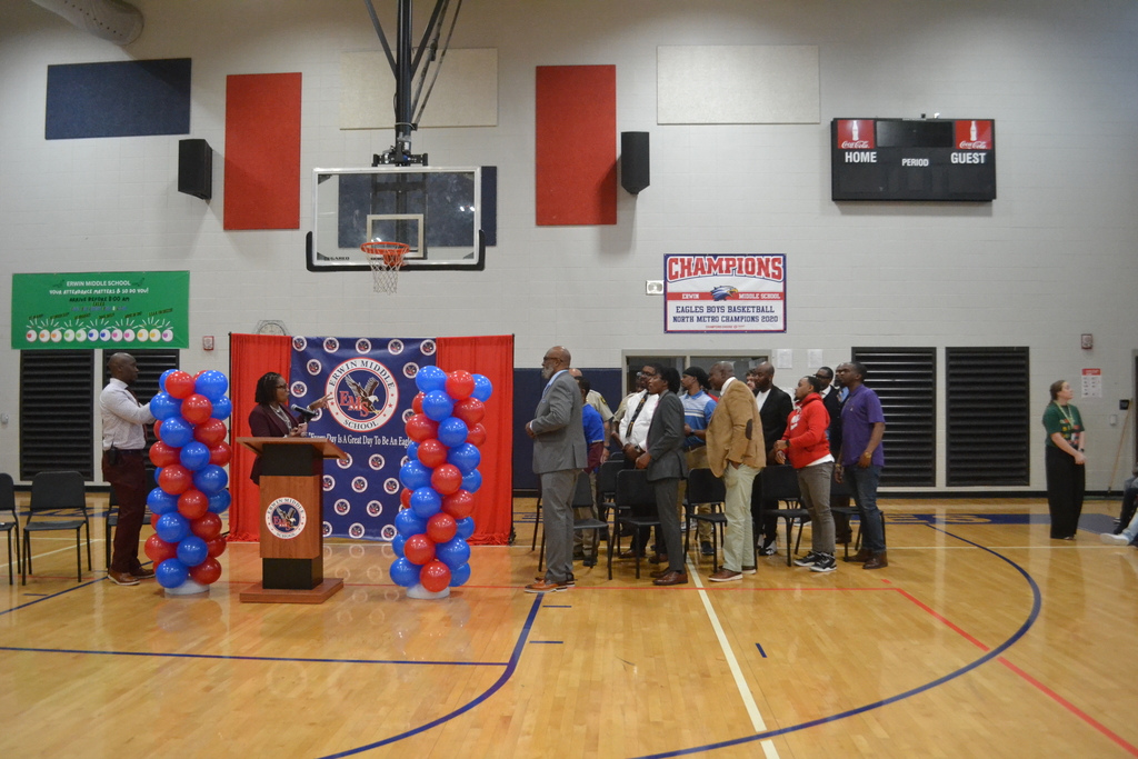 Guest speaker giving appreciation to the Men of Erwin