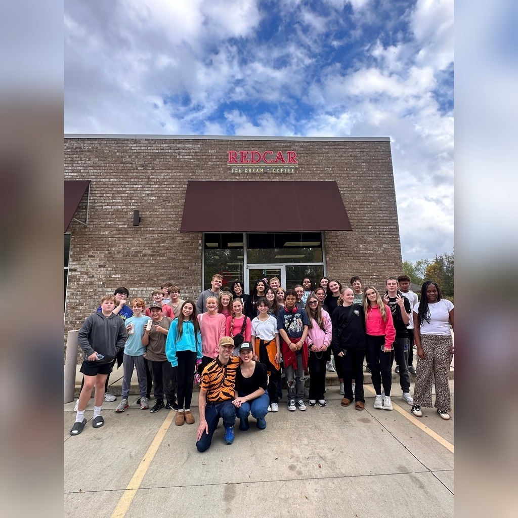 North Jefferson Middle School FBLA students stand together for a photo outside RedCar creamery.