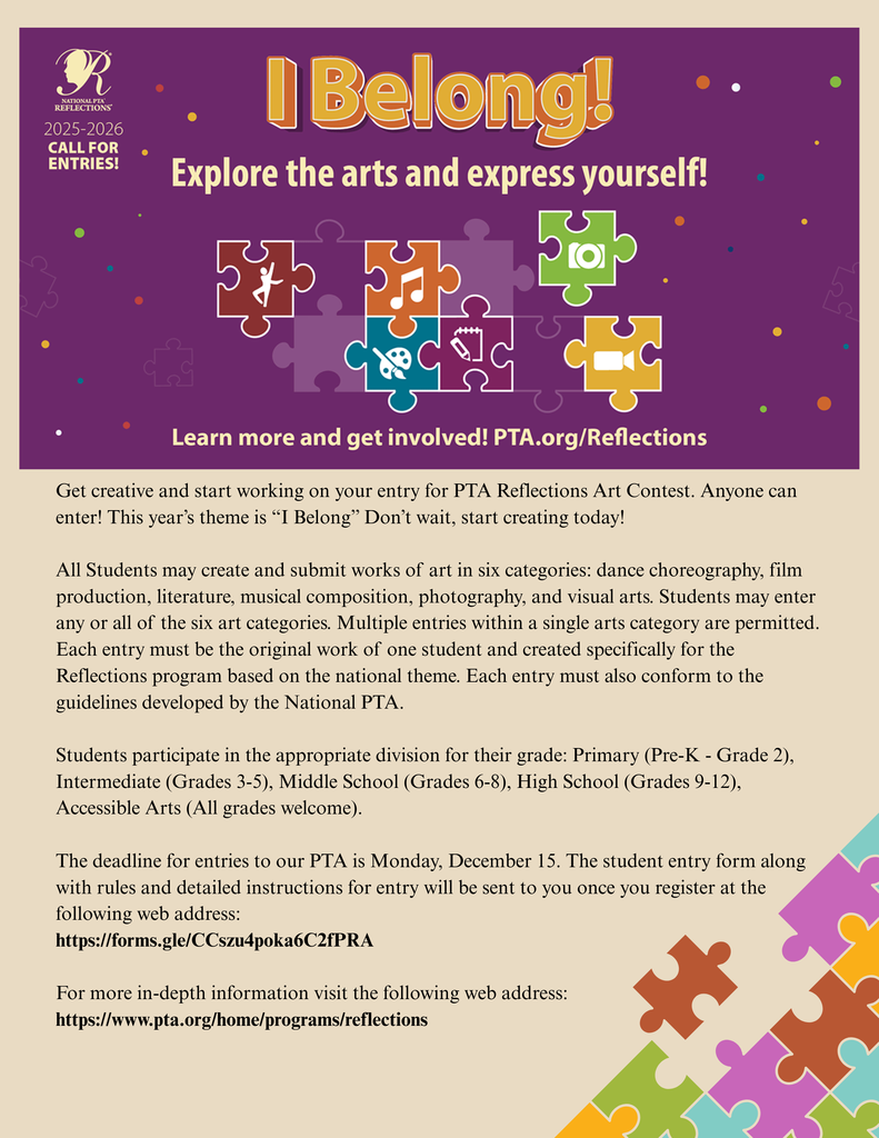 PTA refelctions program