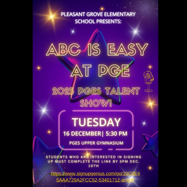 A flyer telling the PGES Talent Show is Dec. 16 at 5;30.