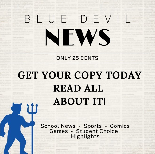Flyer for the Blue Devil News school newspaper