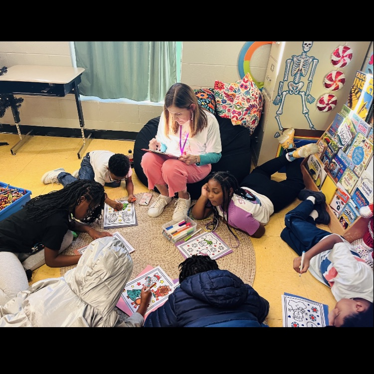 Students drawing during Club Day.