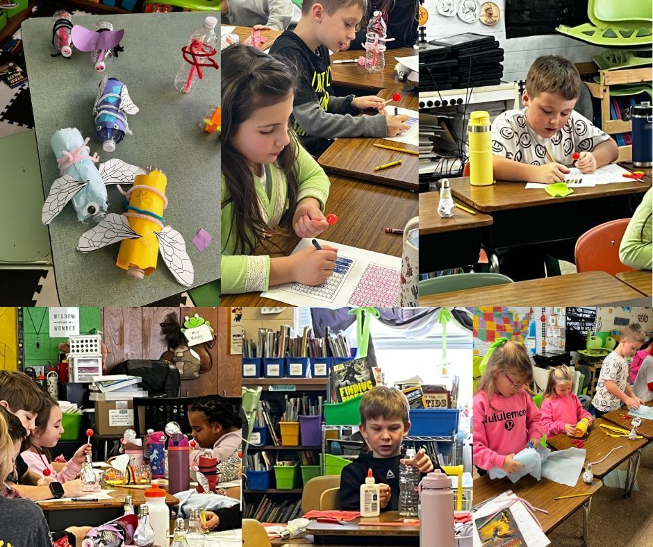 Collage of students on 100th day of school