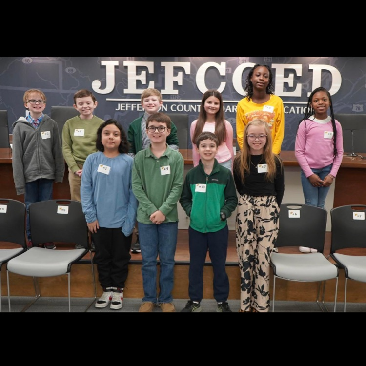 A picture of the students competing in the Spelling Bee.