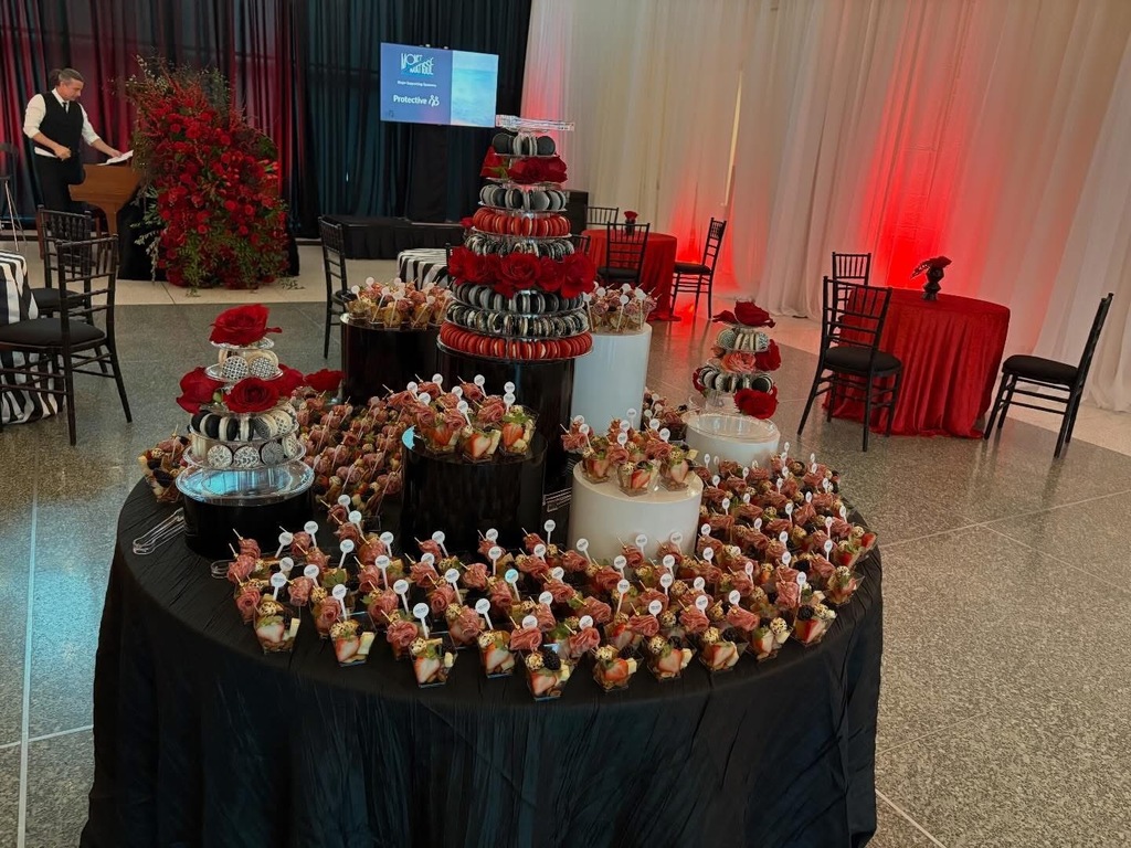 Finger foods and treats prepared by FCCLA students at Clay-Chalkville High School sit on a table at a private event at the Birmingham Museum of Art.