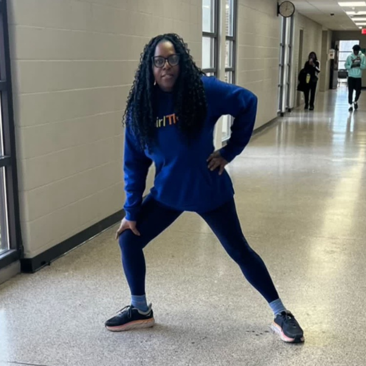 Mrs. woody stretching 