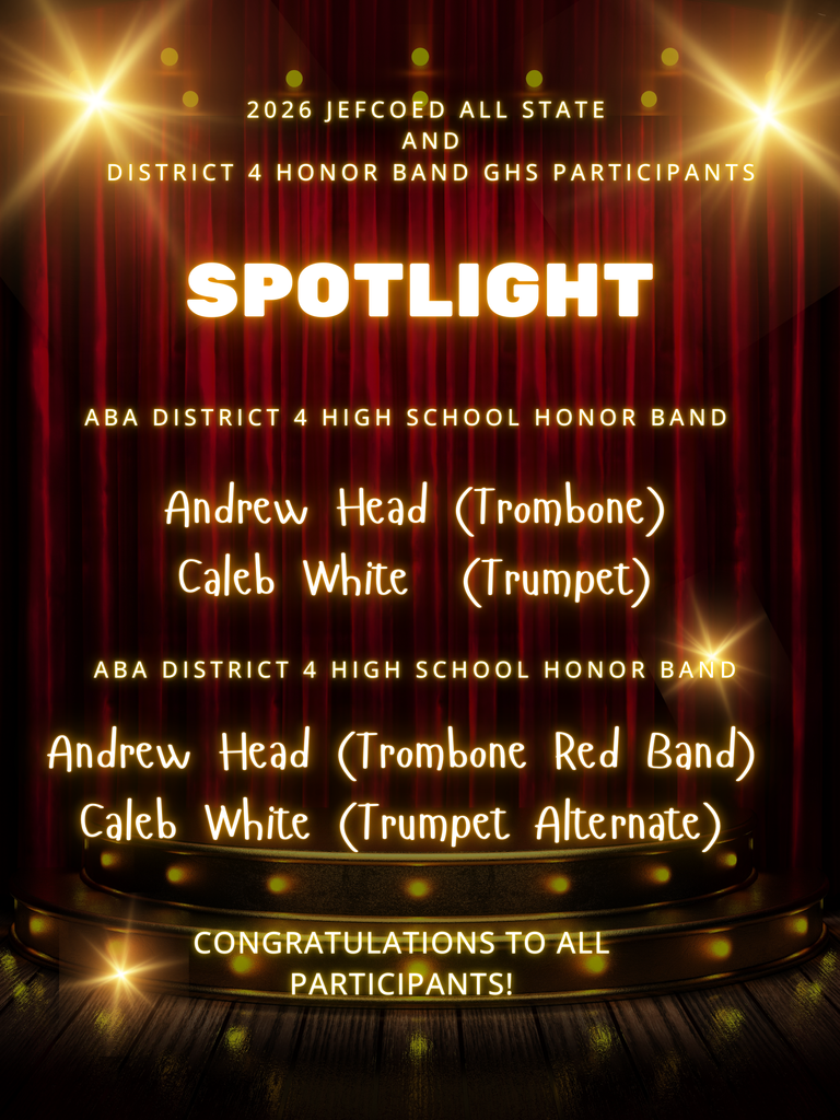 2026 JEFCOED ALL STATE AND DISTRICT 4 HONOR BAND PARTICIPANTS